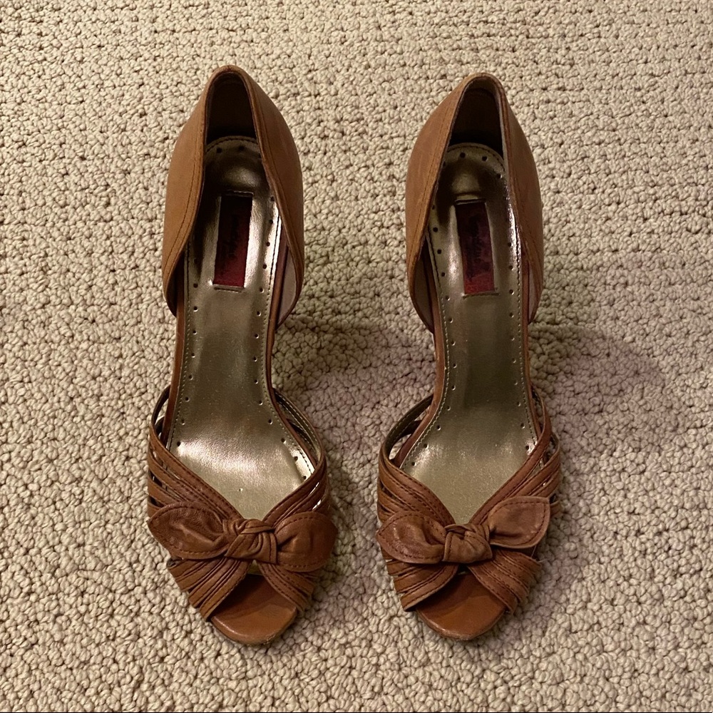 Leather Open Toe Pumps